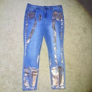 Rose Gold Foil Accent Jeans / Hannah Rose Gold Jeans